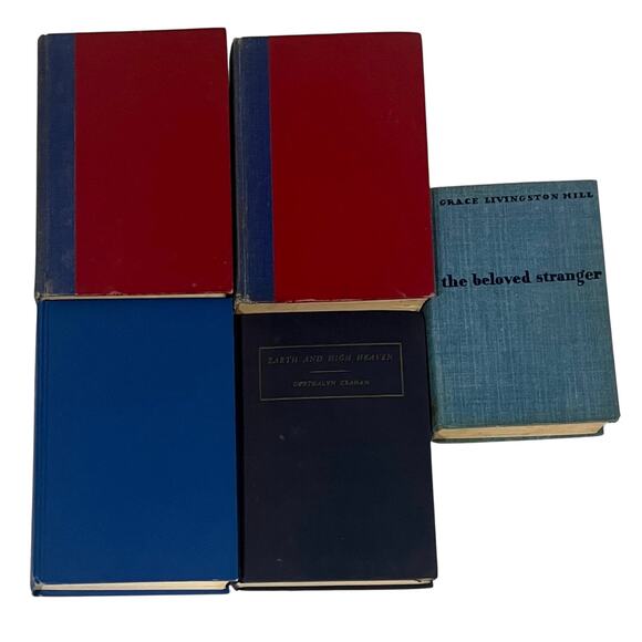 Antique Vintage Books Lot Of 5 Blue Hardcover Prop Decor Staging - Picture 2 of 8